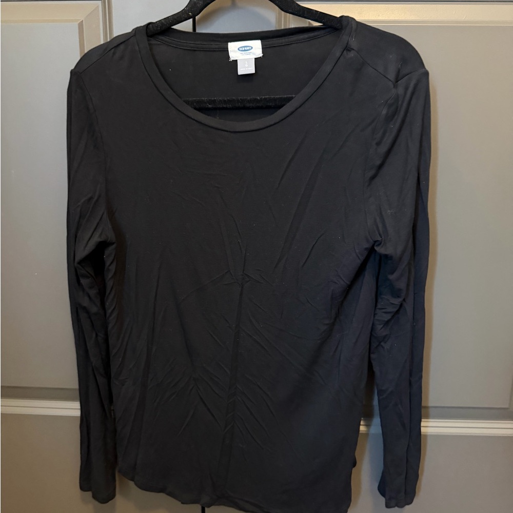 Old Navy Women's Black Long Sleeve Scoop Neck Tee